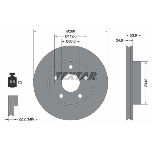 TEXTAR Bremsscheibe 92067700