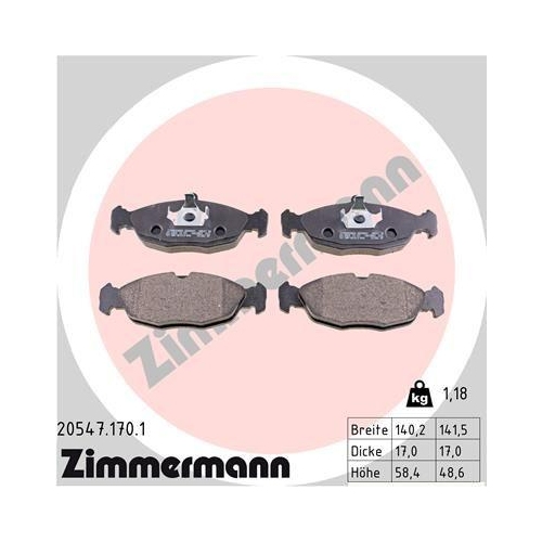 ZIMMERMANN Bremsbelagsatz, Scheibenbremse 20547.170.1