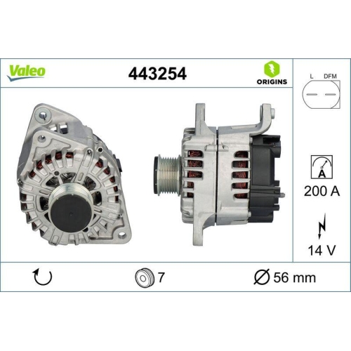 VALEO Generator VALEO ORIGINS - NEW O.E. TECHNOLOGIE 443254