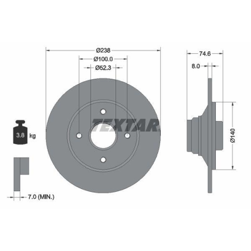 TEXTAR Bremsscheibe 92070300