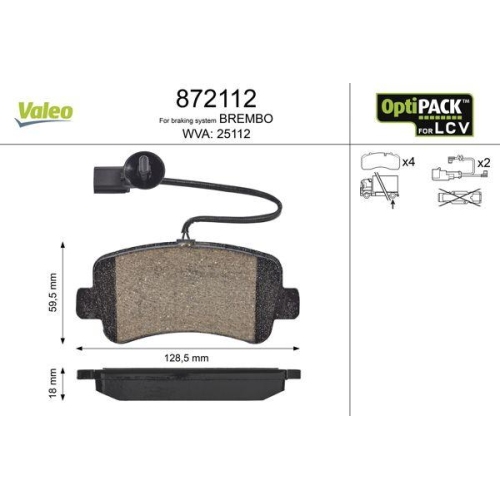 VALEO Bremsbelagsatz, Scheibenbremse OPTIPACK for LCV 872112