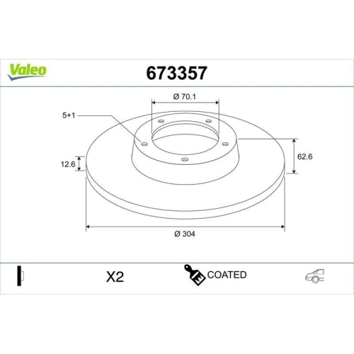 VALEO Bremsscheibe COATED 673357