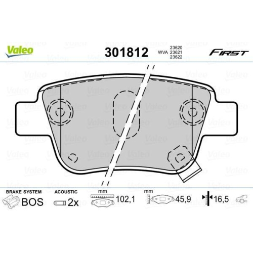 VALEO Bremsbelagsatz, Scheibenbremse FIRST 301812