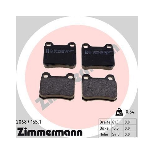 ZIMMERMANN Bremsbelagsatz, Scheibenbremse 20687.155.1
