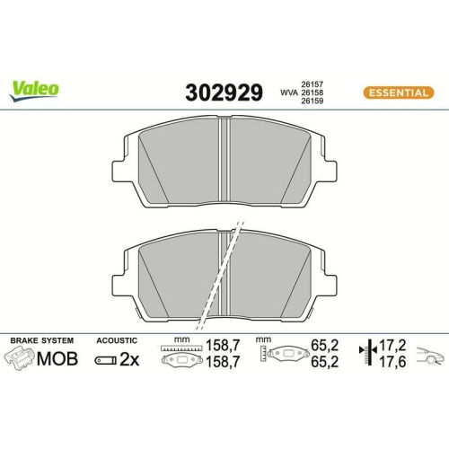 VALEO Bremsbelagsatz, Scheibenbremse ESSENTIAL 302929