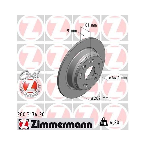 ZIMMERMANN Bremsscheibe COAT Z 280.3174.20