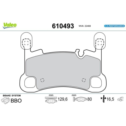 VALEO Bremsbelagsatz, Scheibenbremse E-PERFORMANCE 610493