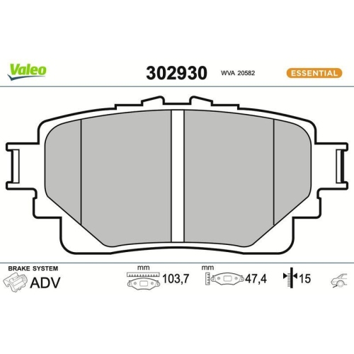 VALEO Bremsbelagsatz, Scheibenbremse ESSENTIAL 302930