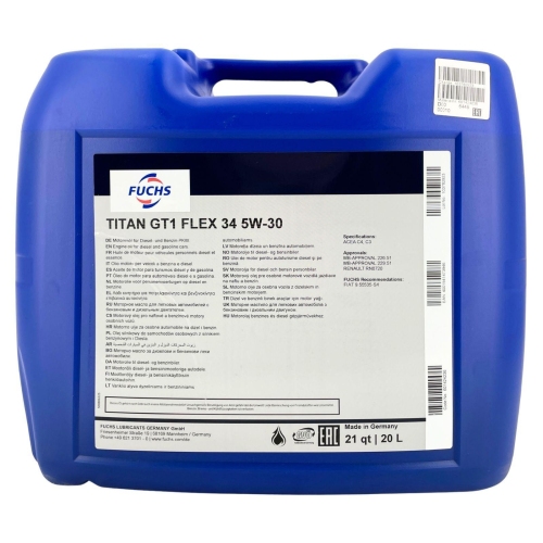 Motor&ouml;l Motoren&ouml;l Fuchs Titan GT1 Flex 34 5W-30 20 Liter 601424236