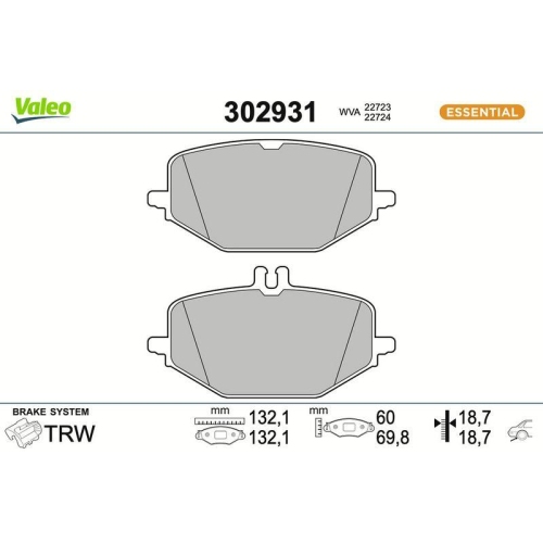 VALEO Bremsbelagsatz, Scheibenbremse ESSENTIAL 302931
