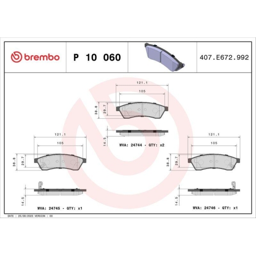 BREMBO Bremsbelagsatz, Scheibenbremse PRIME LINE P 10 060