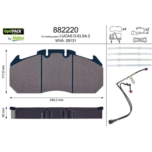 VALEO Bremsbelagsatz, Scheibenbremse OPTIPACK 882220