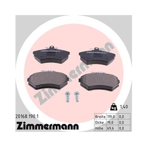 ZIMMERMANN Bremsbelagsatz, Scheibenbremse 20168.190.1