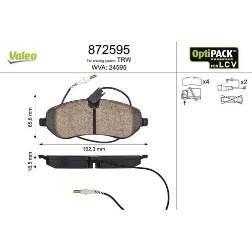 VALEO Bremsbelagsatz, Scheibenbremse OPTIPACK for LCV 872595