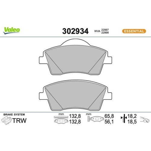 VALEO Bremsbelagsatz, Scheibenbremse ESSENTIAL 302934