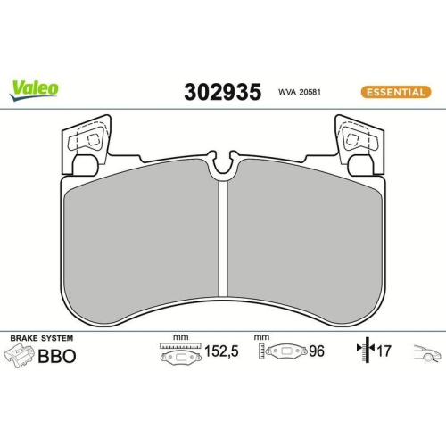 VALEO Bremsbelagsatz, Scheibenbremse ESSENTIAL 302935