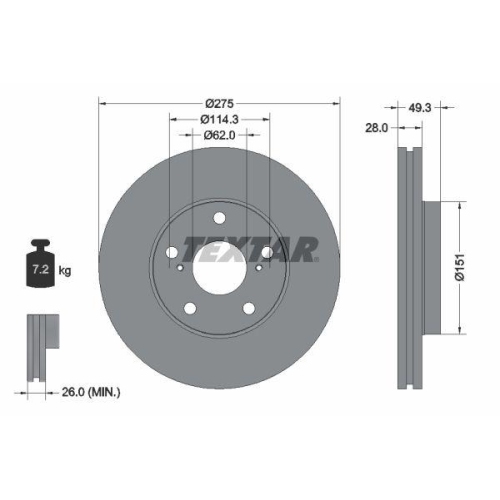 TEXTAR Bremsscheibe PRO 92077703