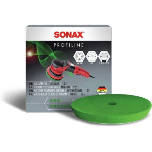 SONAX ExzenterPad medium 125 (1 Stück) zum maschinellen Polieren von Lacken