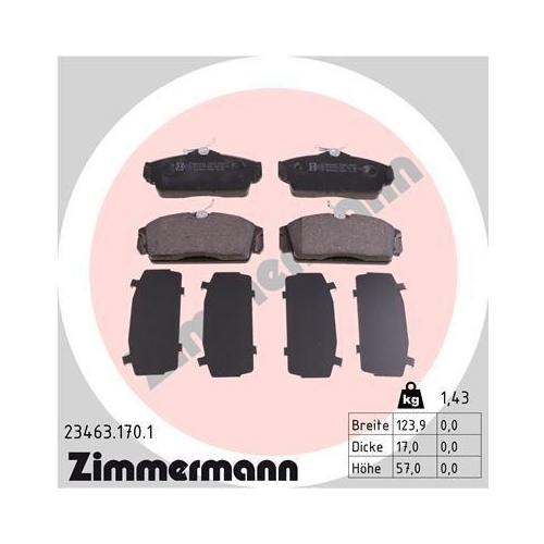 ZIMMERMANN Bremsbelagsatz, Scheibenbremse 23463.170.1