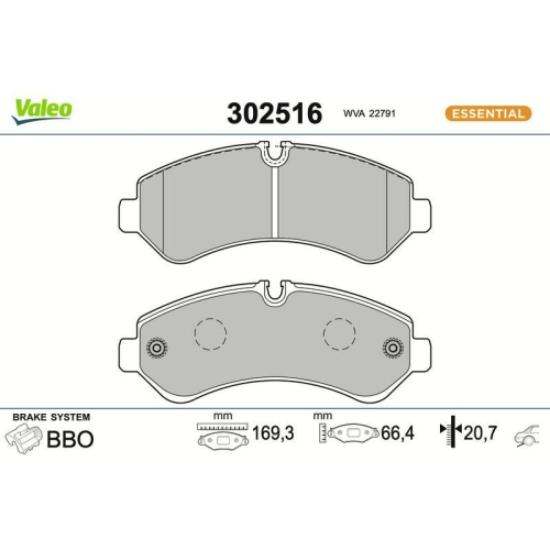 VALEO Bremsbelagsatz, Scheibenbremse ESSENTIAL 302516