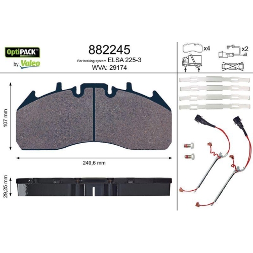 VALEO Bremsbelagsatz, Scheibenbremse OPTIPACK 882245