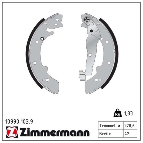 ZIMMERMANN Bremsbackensatz 10990.103.9