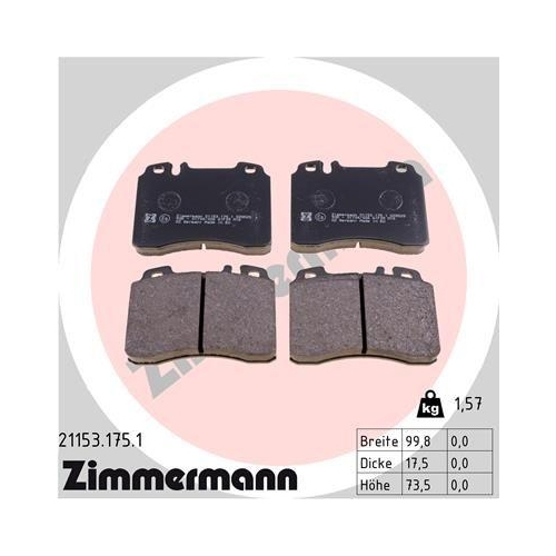 ZIMMERMANN Bremsbelagsatz, Scheibenbremse 21153.175.1