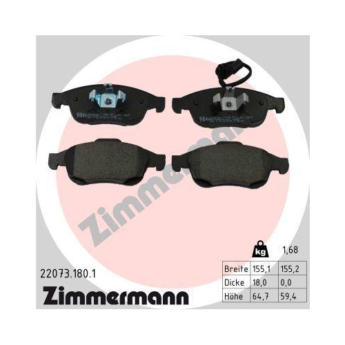 ZIMMERMANN Bremsbelagsatz, Scheibenbremse 22073.180.1