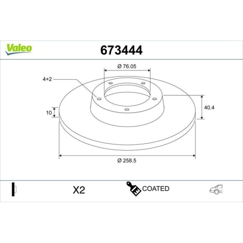 VALEO Bremsscheibe COATED 673444