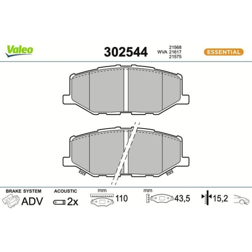 VALEO Bremsbelagsatz, Scheibenbremse ESSENTIAL 302544