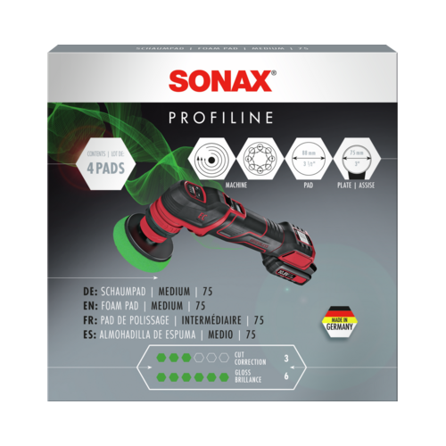 4 Stück SchaumPad medium Mittelhart für Poliermaschine 75 SONAX 04985000