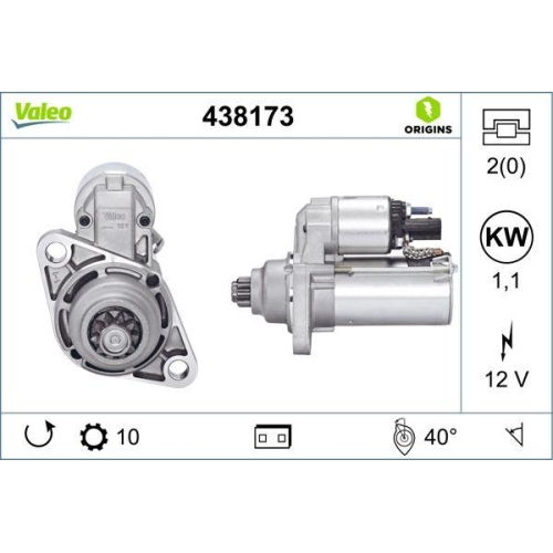 VALEO Starter VALEO ORIGINS - NEW O.E. TECHNOLOGIE 438173