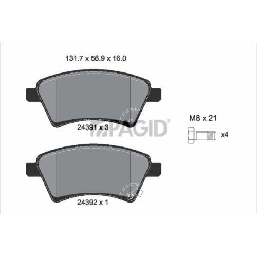 PAGID Bremsbelagsatz, Scheibenbremse T1616N
