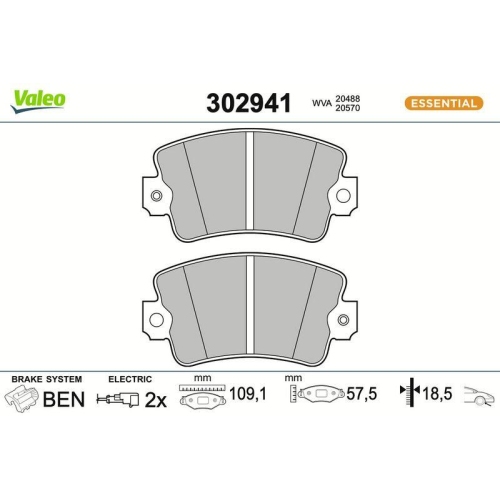 VALEO Bremsbelagsatz, Scheibenbremse ESSENTIAL 302941