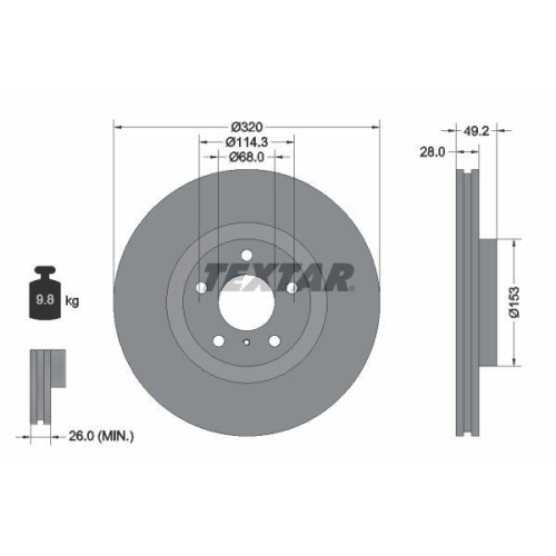 TEXTAR Bremsscheibe PRO+ 92162405