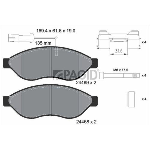PAGID Bremsbelagsatz, Scheibenbremse T2265N