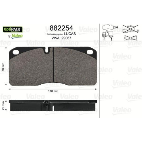 VALEO Bremsbelagsatz, Scheibenbremse OPTIPACK 882254