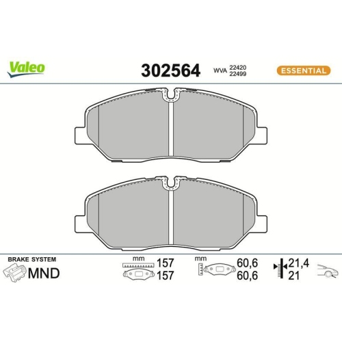 VALEO Bremsbelagsatz, Scheibenbremse ESSENTIAL 302564