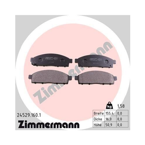 ZIMMERMANN Bremsbelagsatz, Scheibenbremse 24529.160.1