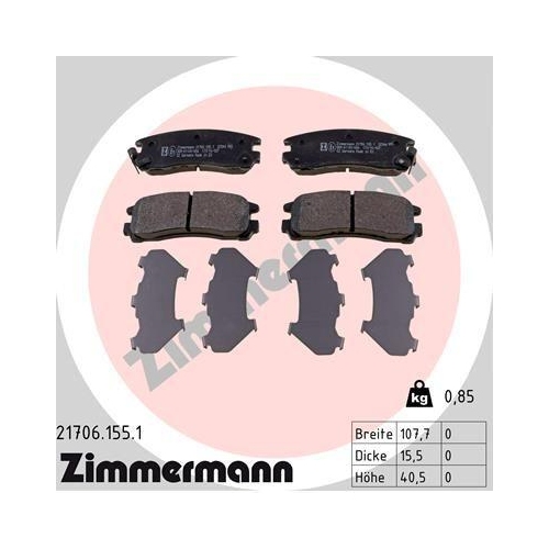 ZIMMERMANN Bremsbelagsatz, Scheibenbremse 21706.155.1