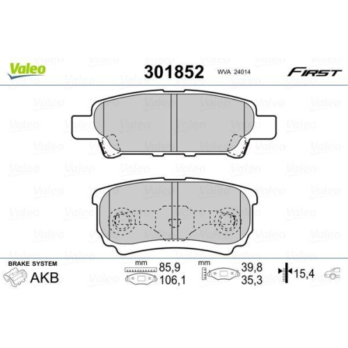 VALEO Bremsbelagsatz, Scheibenbremse FIRST 301852