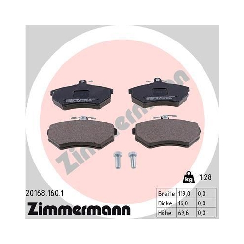 ZIMMERMANN Bremsbelagsatz, Scheibenbremse 20168.160.1