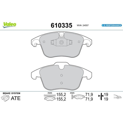 VALEO Bremsbelagsatz, Scheibenbremse E-PERFORMANCE 610335
