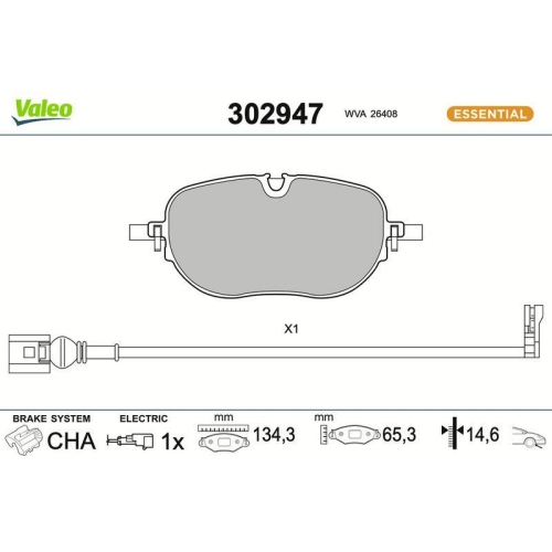 VALEO Bremsbelagsatz, Scheibenbremse ESSENTIAL 302947