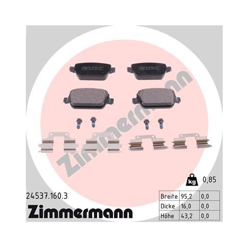 ZIMMERMANN Bremsbelagsatz, Scheibenbremse 24537.160.3