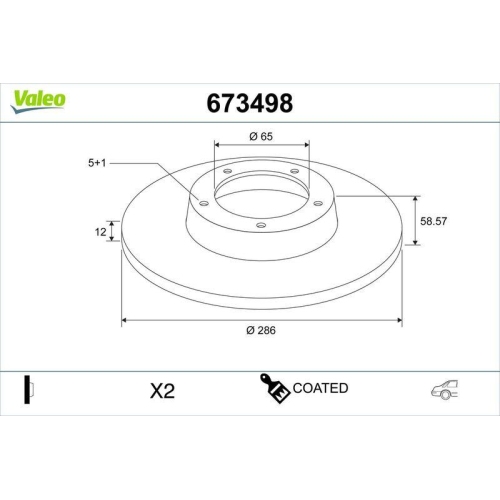 VALEO Bremsscheibe COATED 673498