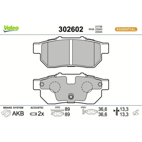 VALEO Bremsbelagsatz, Scheibenbremse ESSENTIAL 302602