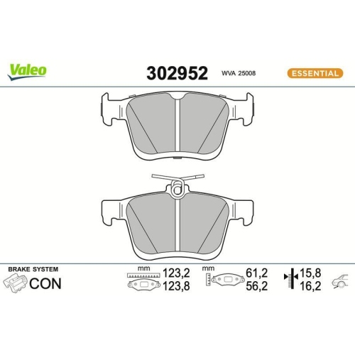 VALEO Bremsbelagsatz, Scheibenbremse ESSENTIAL 302952