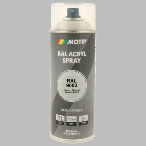 Lackspray Farbe schnell trocknend RAL 9002 grauweiss hochglanz 400ml MOTIP 07046