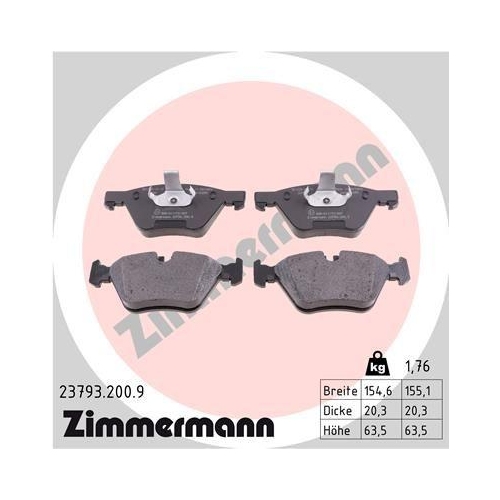 ZIMMERMANN Bremsbelagsatz, Scheibenbremse pb:z 23793.200.9